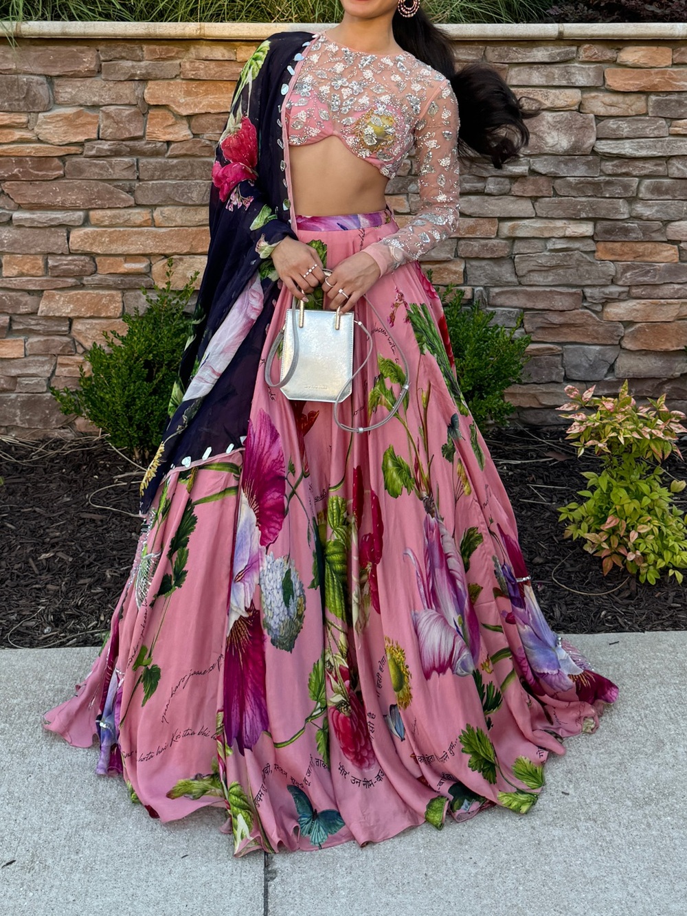 Mahima Mahajan Blush Pink Floral Lehenga - Picture 3 of 7